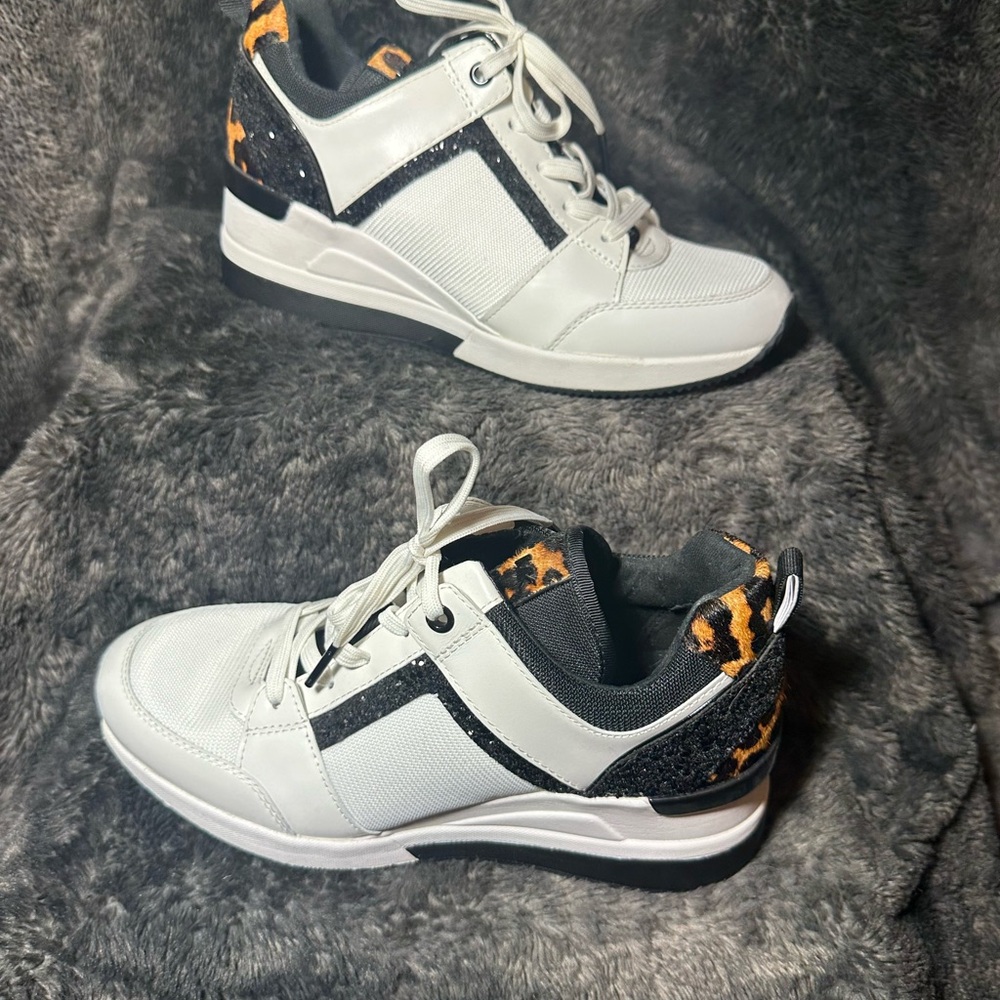 Michael Kors White and Black Sneakers with Orange Accents